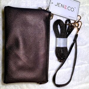 Jen & Co. Bronze Riley with Crossbody strap and wristlet. NWT